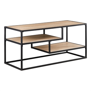 Pemberly Row 40&quot Contemporary Metal and Wood TV Stand - Coastal Oak