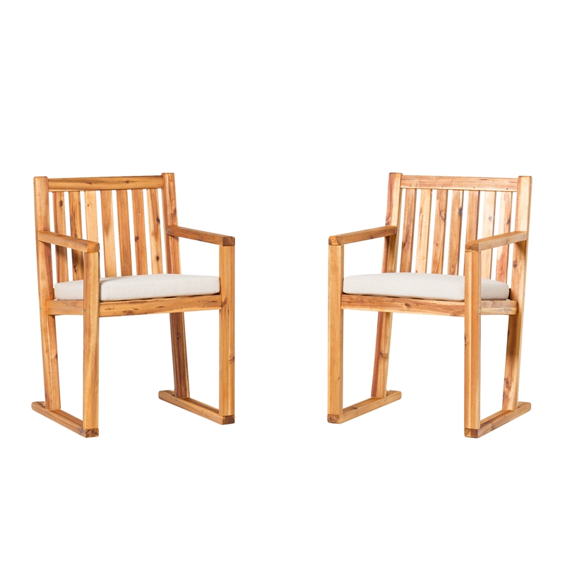 Pemberly Row Modern Slat Back Solid Wood Dining Chairs (Set of 2) - Natural