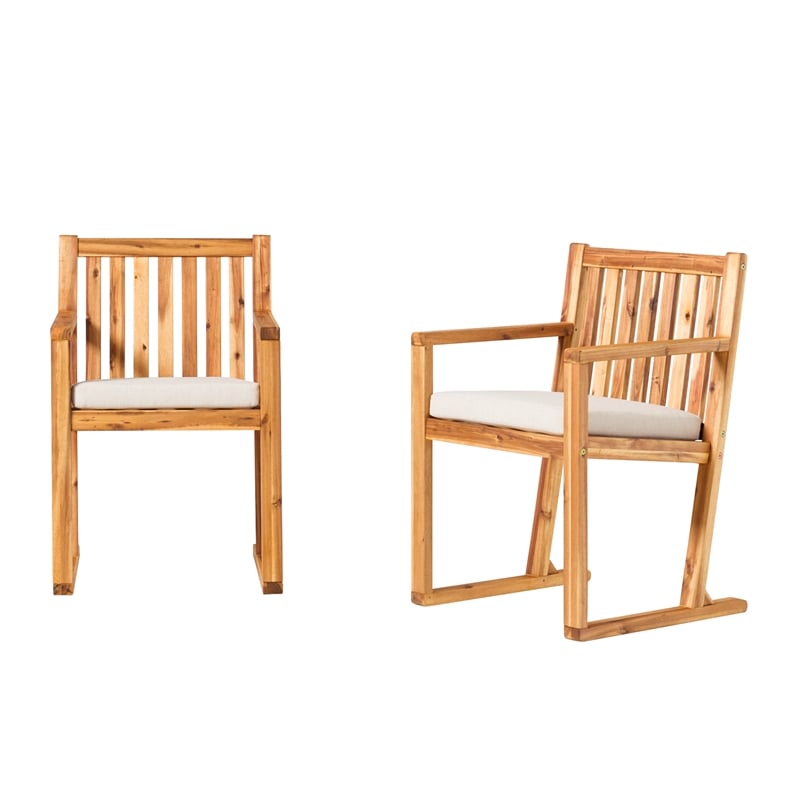 Pemberly Row Modern Slat Back Solid Wood Dining Chairs (Set of 2) - Natural