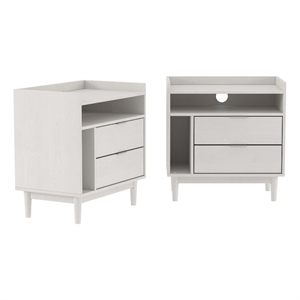 Pemberly Row 25&quot Solid Wood 2-Drawer Night Stand with Gallery - 2PK - White