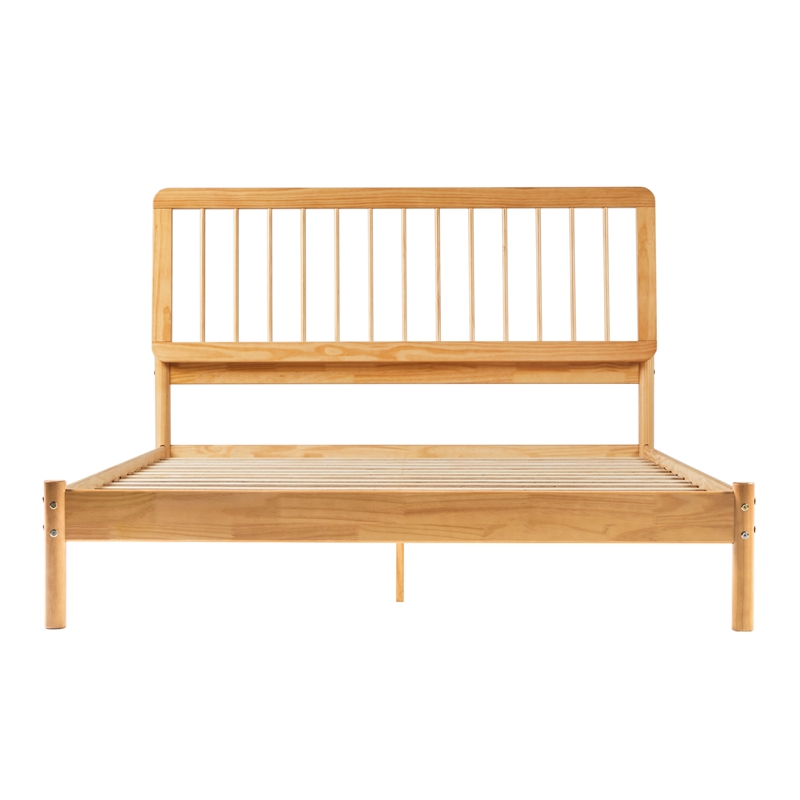Pemberly Row Solid Wood Mid-century Modern Queen Spindle Bed - Natural Pine