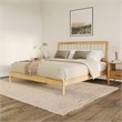 Pemberly Row Mid-Century Solid Wood King Size Bed with Slat Back in Natural
