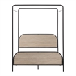 Pemberly Row Industrial Bent Mid-Century Metal Queen Size Canopy Bed in Oak