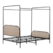Pemberly Row Industrial Bent Mid-Century Metal Queen Size Canopy Bed in Oak