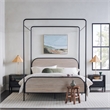 Pemberly Row Industrial Bent Mid-Century Metal Queen Size Canopy Bed in Oak