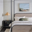 Pemberly Row Industrial Bent Mid-Century Metal Queen Size Canopy Bed in Oak