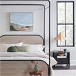 Pemberly Row Industrial Bent Mid-Century Metal Queen Size Canopy Bed in Oak