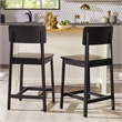 Pemberly Row 2-Piece Minimalist Solid Wood Counter Stool - Set of 2 - Black