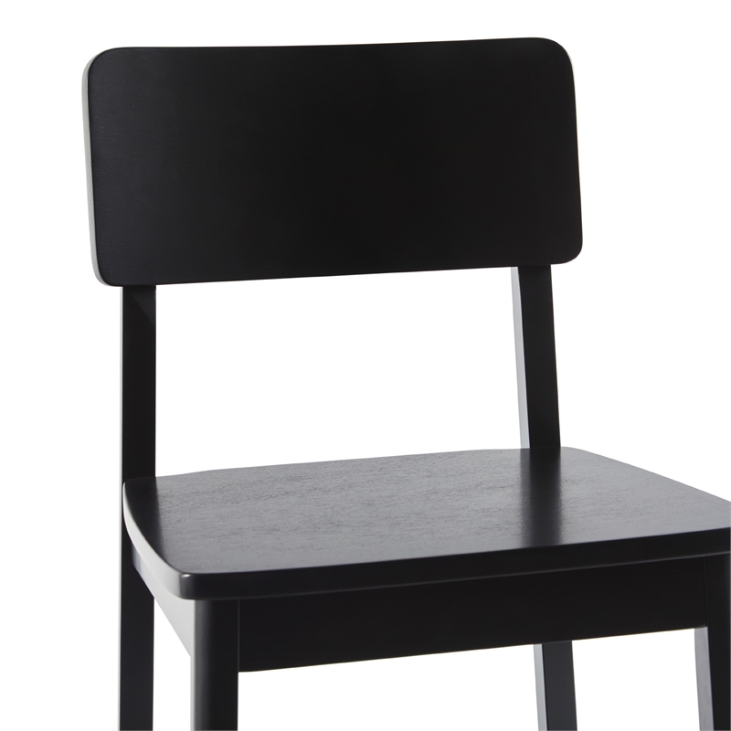 Pemberly Row 2-Piece Minimalist Solid Wood Counter Stool - Set of 2 - Black
