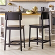 Pemberly Row 2-Piece Minimalist Solid Wood Counter Stool - Set of 2 - Black