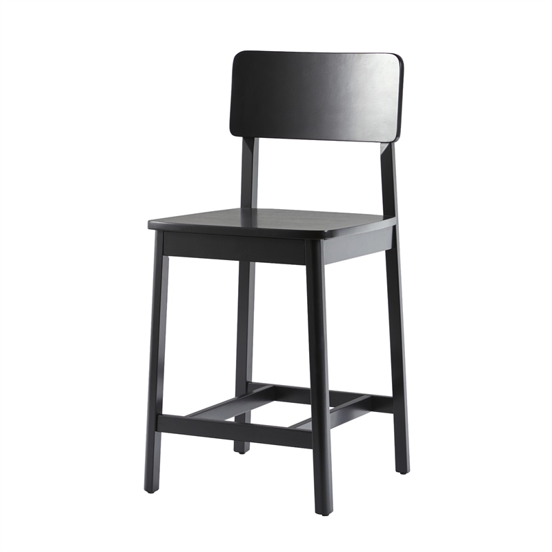 Pemberly Row 2-Piece Minimalist Solid Wood Counter Stool - Set of 2 - Black