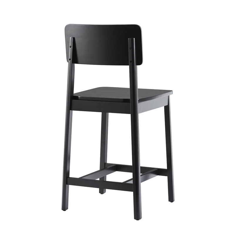Pemberly Row 2-Piece Minimalist Solid Wood Counter Stool - Set of 2 - Black