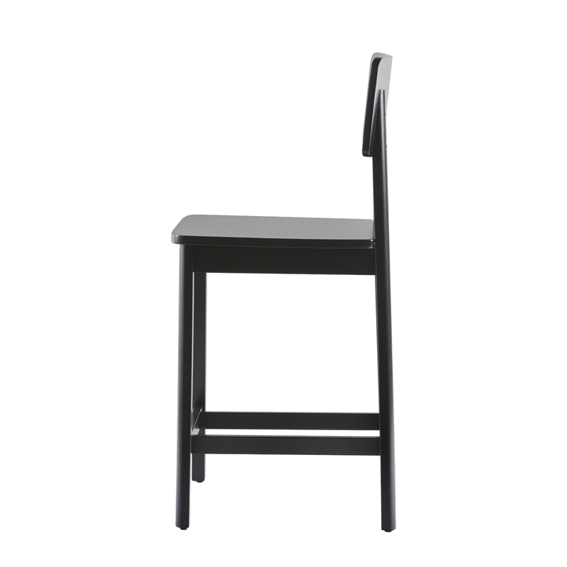Pemberly Row 2-Piece Minimalist Solid Wood Counter Stool - Set of 2 - Black