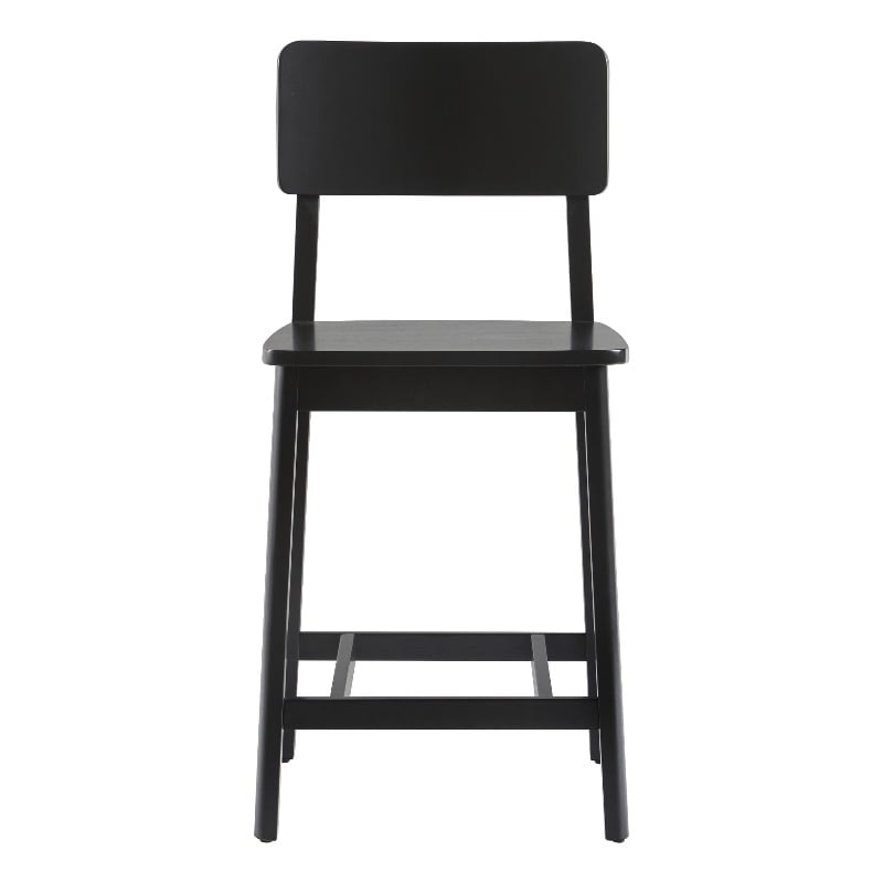 Pemberly Row 2-Piece Minimalist Solid Wood Counter Stool - Set of 2 - Black