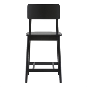 Pemberly Row 2-Piece Minimalist Solid Wood Counter Stool - Set of 2 - Black