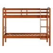Pemberly Row Transitional Twin-over-Twin Solid Wood Bunk Bed Frame in Amber