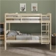 Pemberly Row Transitional Twin-over-Twin Solid Wood Bunk Bed Frame in White