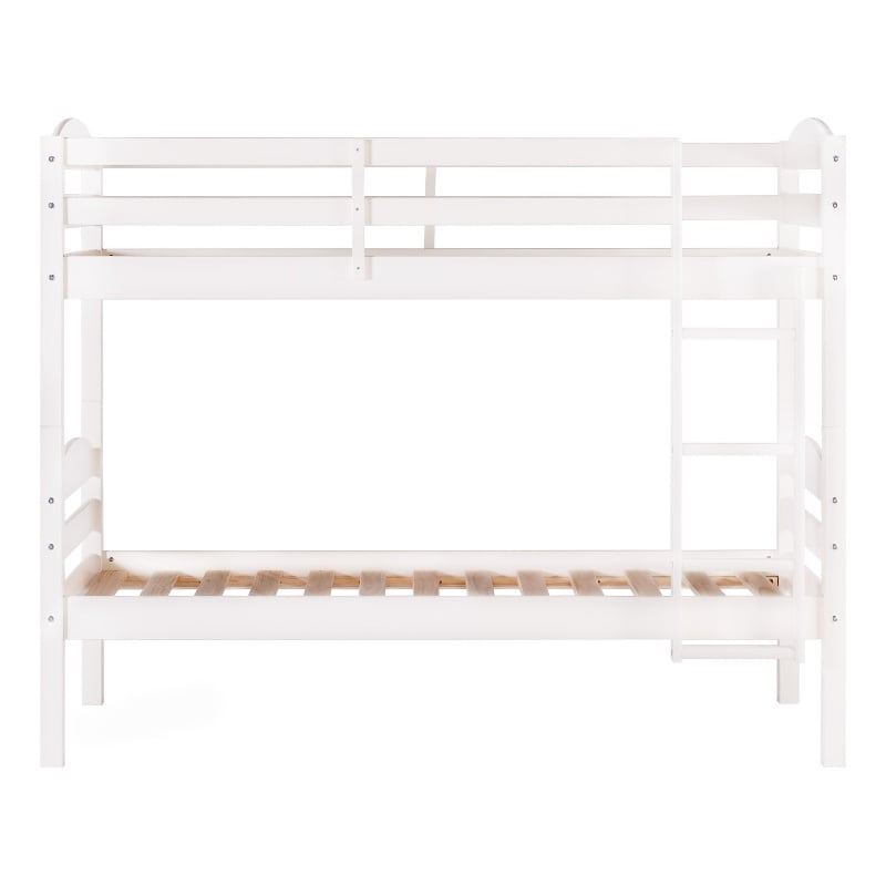 Pemberly Row Transitional Twin-over-Twin Solid Wood Bunk Bed Frame in White