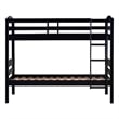 Pemberly Row Transitional Twin-over-Twin Solid Wood Bunk Bed Frame in Black