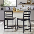 Pemberly Row Modern Solid Wood Ladder-Back Counter Stool - Set of 2 - Black