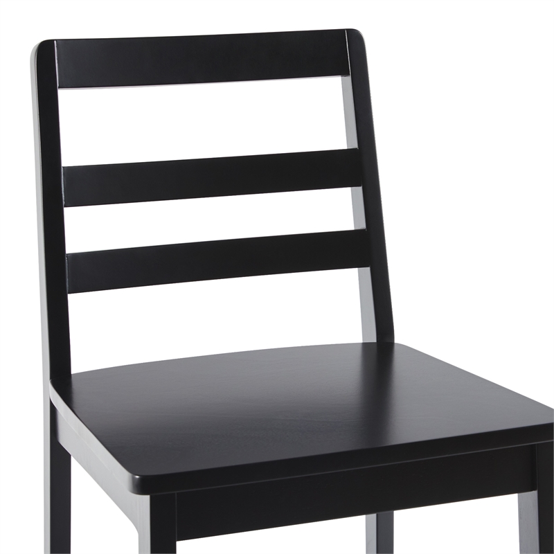 Pemberly Row Modern Solid Wood Ladder-Back Counter Stool - Set of 2 - Black