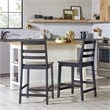 Pemberly Row Modern Solid Wood Ladder-Back Counter Stool - Set of 2 - Black