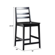 Pemberly Row Modern Solid Wood Ladder-Back Counter Stool - Set of 2 - Black