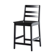 Pemberly Row Modern Solid Wood Ladder-Back Counter Stool - Set of 2 - Black
