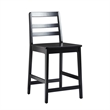 Pemberly Row Modern Solid Wood Ladder-Back Counter Stool - Set of 2 - Black