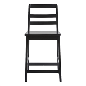 Pemberly Row Modern Solid Wood Ladder-Back Counter Stool - Set of 2 - Black
