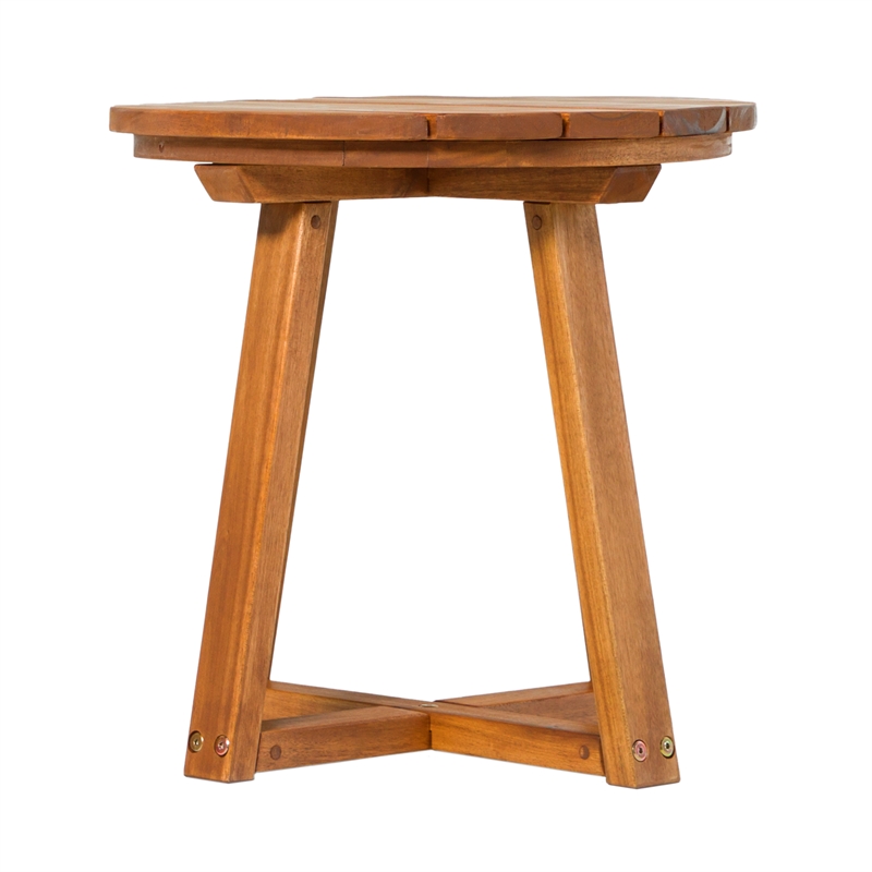 Pemberly Row Modern Slat Back Solid Wood Side Table in Brown