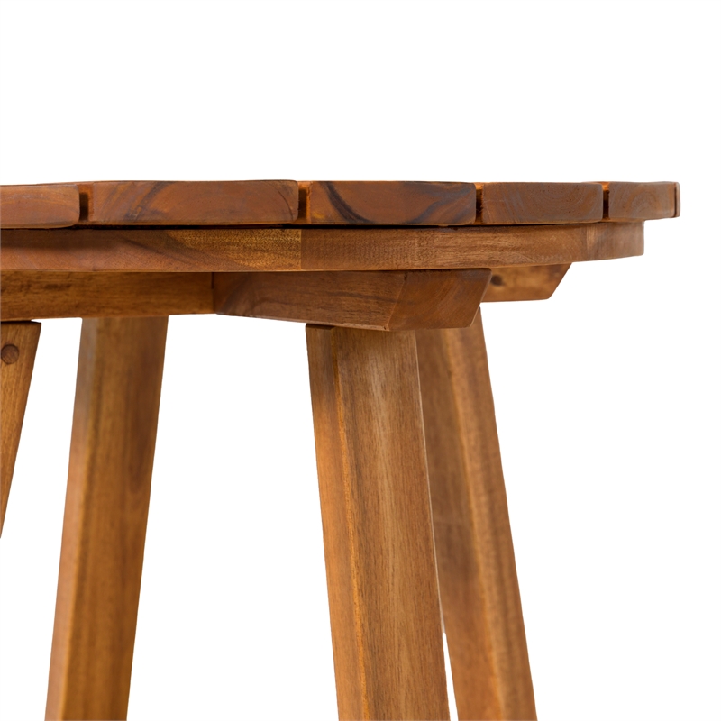 Pemberly Row Modern Slat Back Solid Wood Side Table in Brown