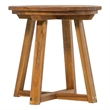 Pemberly Row Modern Slat Back Solid Wood Side Table in Brown