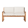 Pemberly Row Modern Slat Back Solid Wood Loveseat in Natural