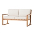 Pemberly Row Modern Slat Back Solid Wood Loveseat in Natural