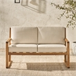 Pemberly Row Modern Slat Back Solid Wood Loveseat in Natural