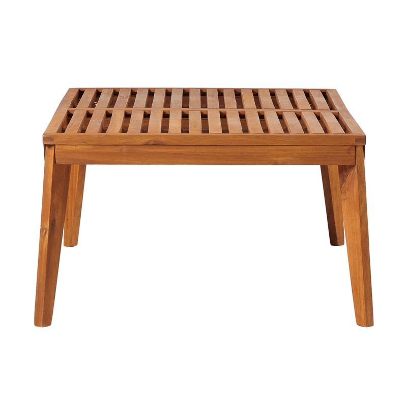 Pemberly Row Modern Outdoor Solid Wood Coffee Table in Brown