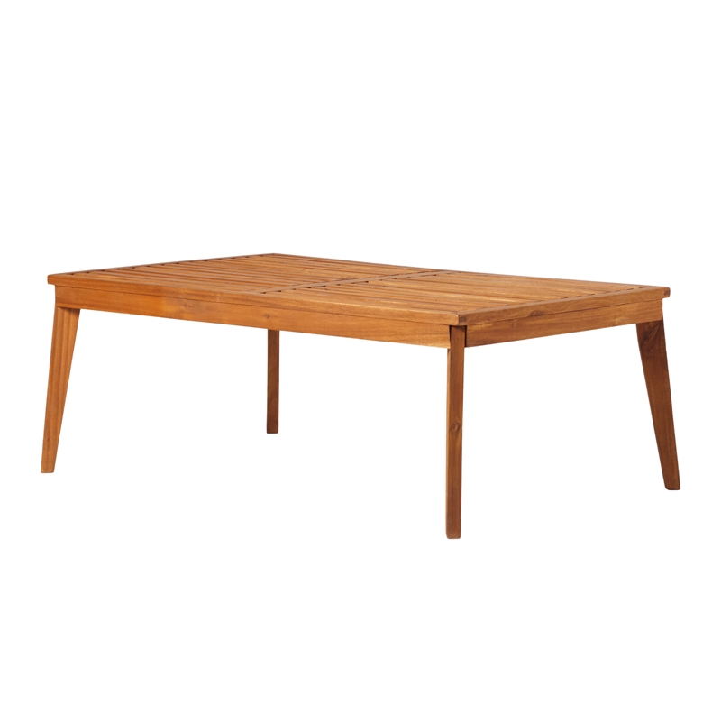 Pemberly Row Modern Outdoor Solid Wood Coffee Table in Brown