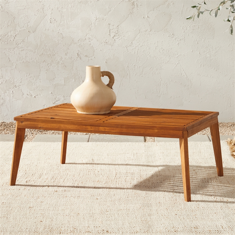 Pemberly Row Modern Outdoor Solid Wood Coffee Table in Brown