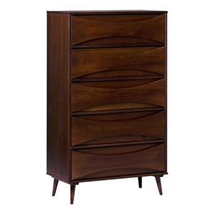 Pemberly Row 30&quot Solid Wood 5 Drawer Chest Dresser in Walnut