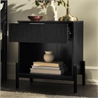 Pemberly Row Reeded 1-Drawer Modern Wood Nightstand in Black
