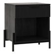 Pemberly Row Reeded 1-Drawer Modern Wood Nightstand in Black