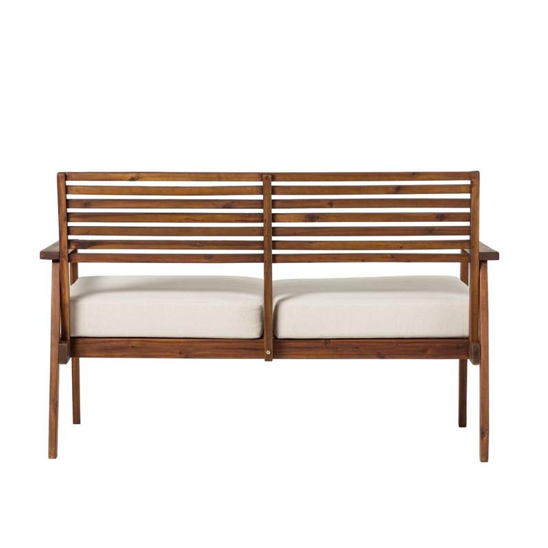 Pemberly Row Modern Outdoor Solid Wood Loveseat - Dark Brown