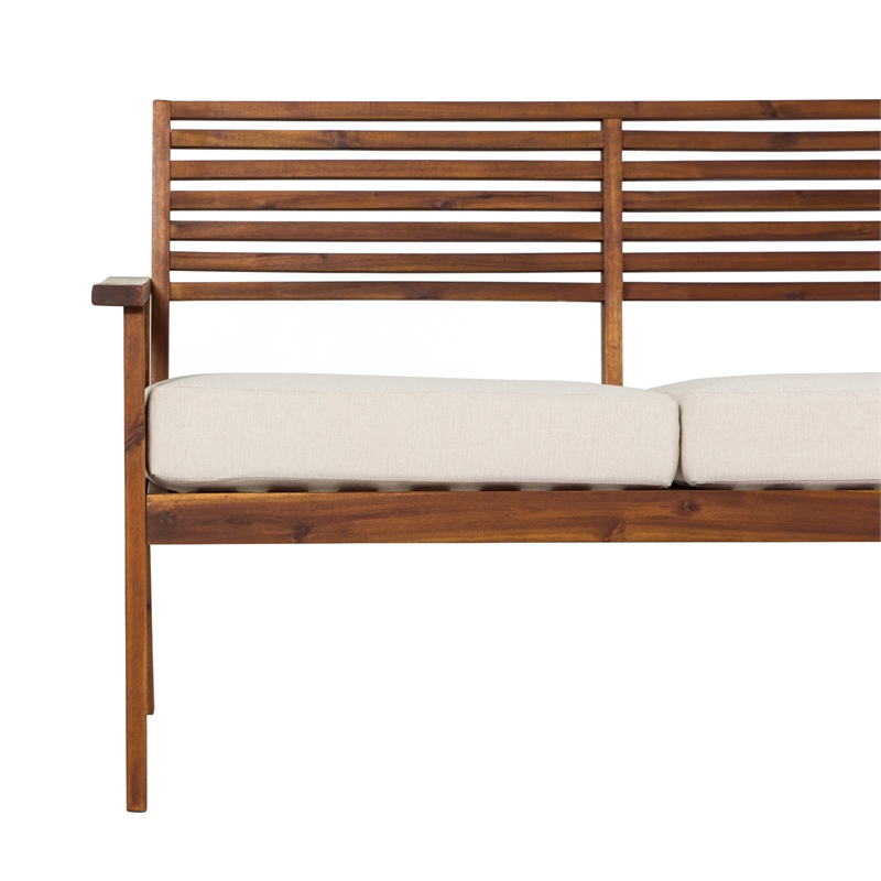 Pemberly Row Modern Outdoor Solid Wood Loveseat - Dark Brown