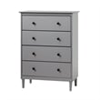 Pemberly Row Contemporary 4-Drawer Solid Wood Dresser in Gray