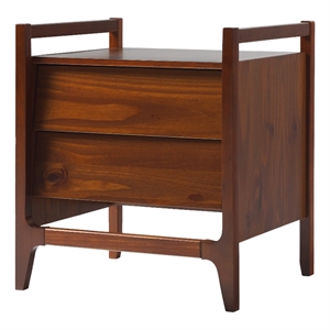 Pemberly Row 22&quot Angle-Face Solid Wood 2-Drawer Nightstand - Walnut