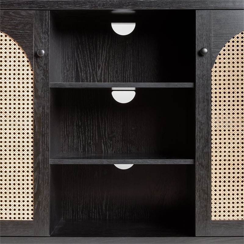 Pemberly Row Modern Arched Rattan 2-Door Wood Sideboard 58