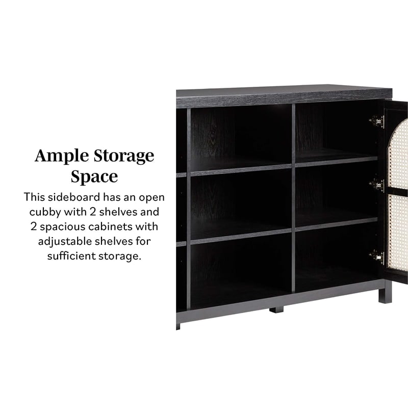 Pemberly Row Modern Arched Rattan 2-Door Wood Sideboard 58