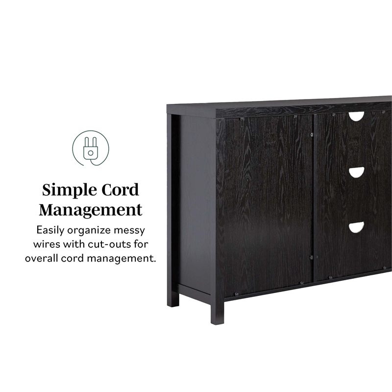 Pemberly Row Modern Arched Rattan 2-Door Wood Sideboard 58