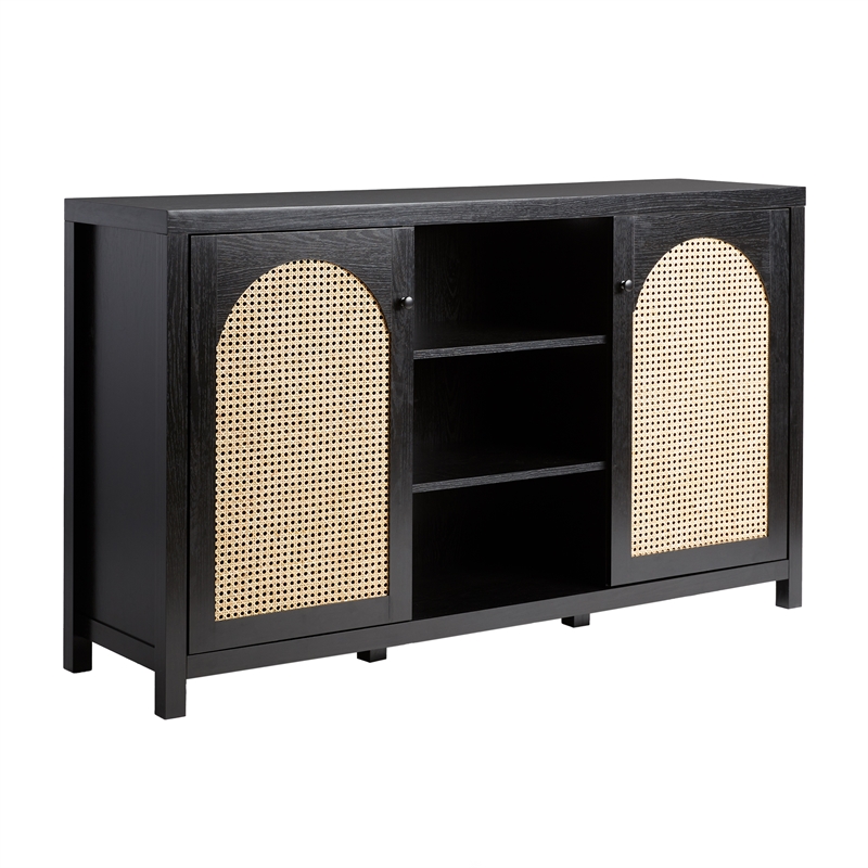 Pemberly Row Modern Arched Rattan 2-Door Wood Sideboard 58